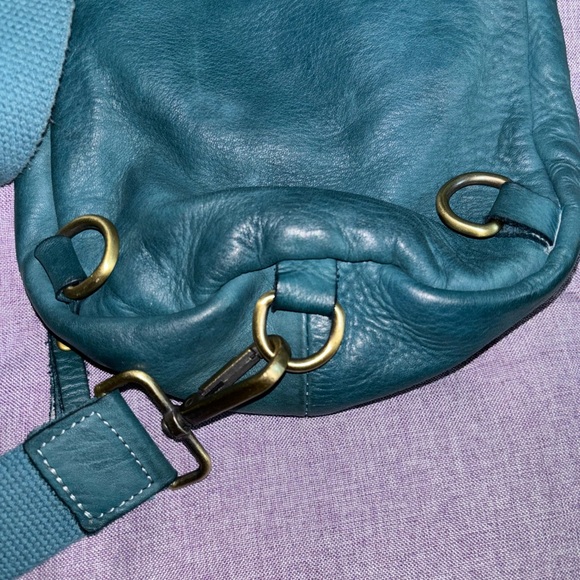 Lusher Italian Leather Sling Bag Deep Teal With Dust Bag - Picture 6 of 9